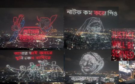 Drones Deliver Dissent: July Revolution Resistance Day Illuminates Dhaka Sky