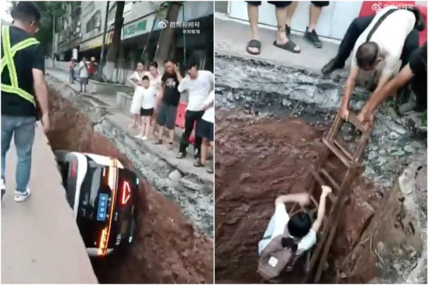 যাত্রীসহ গর্তে পড়লো বাইদুর রোবোটাক্সি