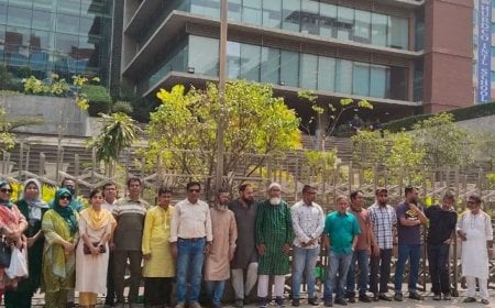 ন্যায্য হিস্যা পূরণে জিপি হাউজের সামনে সাবেক কর্মীদের ক্ষোভ প্রকাশ